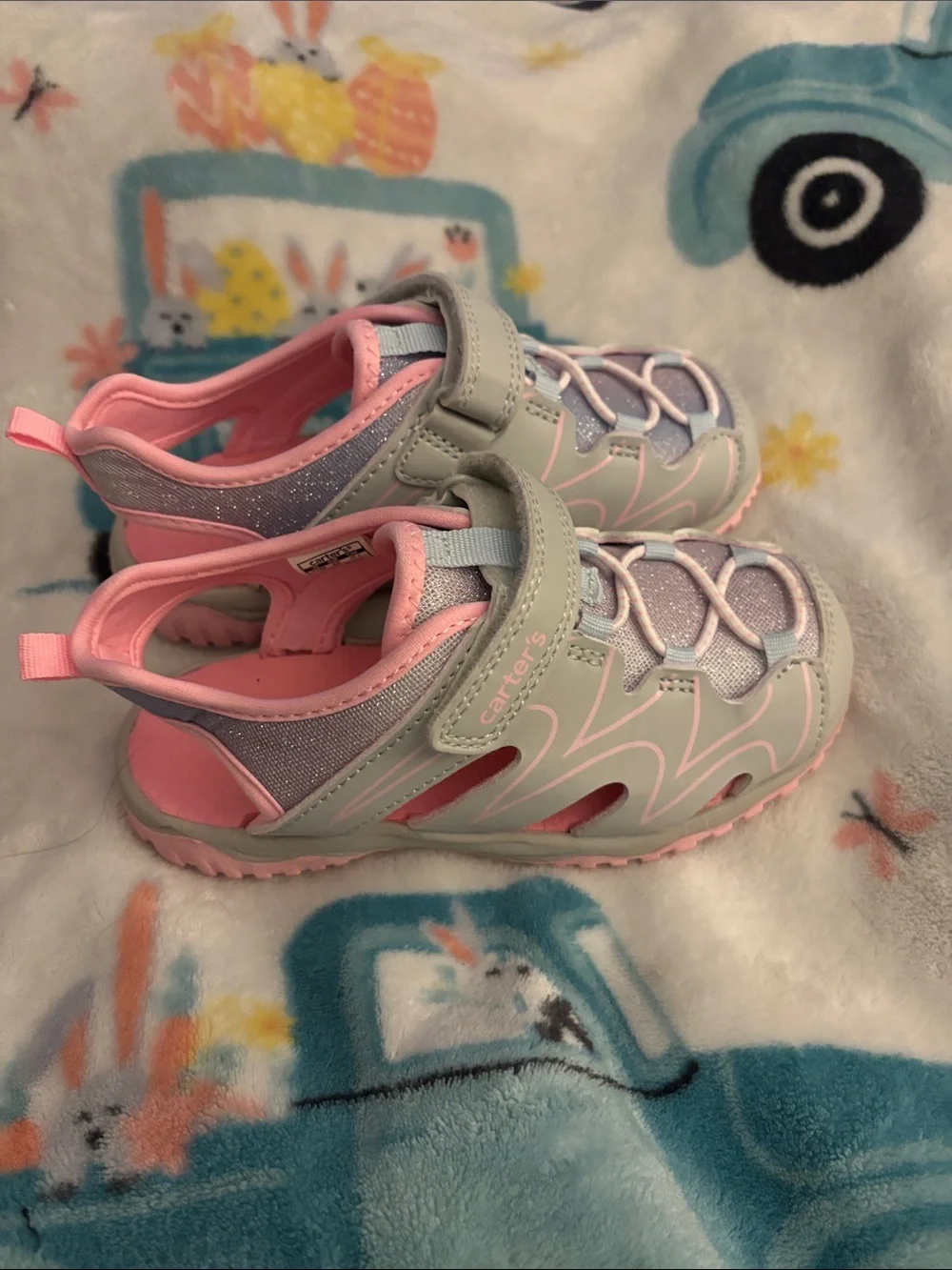 Carters Girls Kids Light Pink & Gray Active Sandals